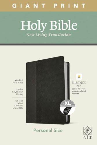 NLT Personal Size Giant Print Holy Bible (Red Letter, LeatherLike, Black/Onyx, Indexed): Includes Free Access to the Filament Bible App Delivering Study Notes, Devotionals, Worship Music, and Video