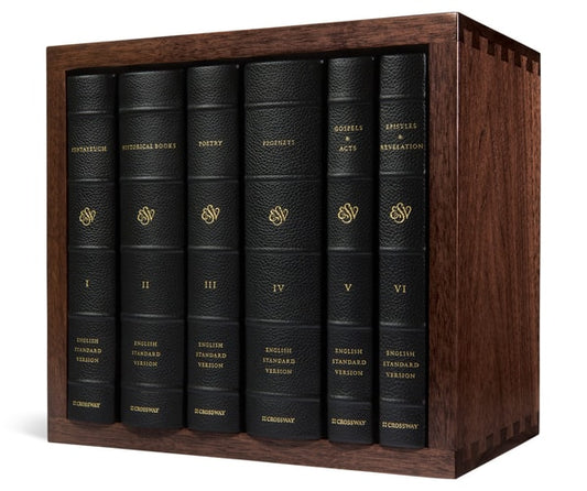 ESV Reader's Bible, Six-Volume Set: With Chapter and Verse Numbers (Goatskin over Board with Walnut Slipcase)