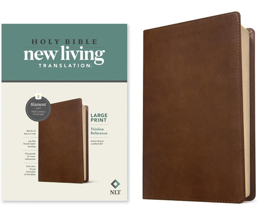 NLT Large Print Thinline Reference Holy Bible (Red Letter, LeatherLike, Rustic Brown): Includes Free Access to the Filament Bible App Delivering Study Notes, Devotionals, Worship Music, and Video