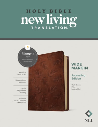NLT Wide Margin Bible, Filament Enabled Edition (Red Letter, LeatherLike, Dark Brown Palm)